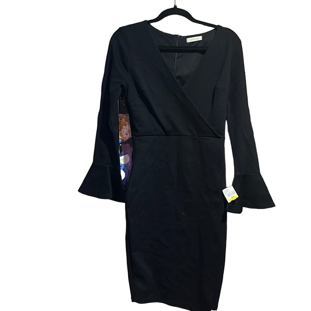 Just me Black V neck Midi dress size medium